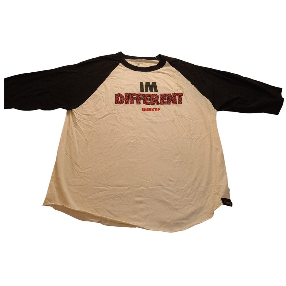 Sneaktip Men's XXL White Black Raglan Graphic T-Shirt Red Leopard Print USA Made
